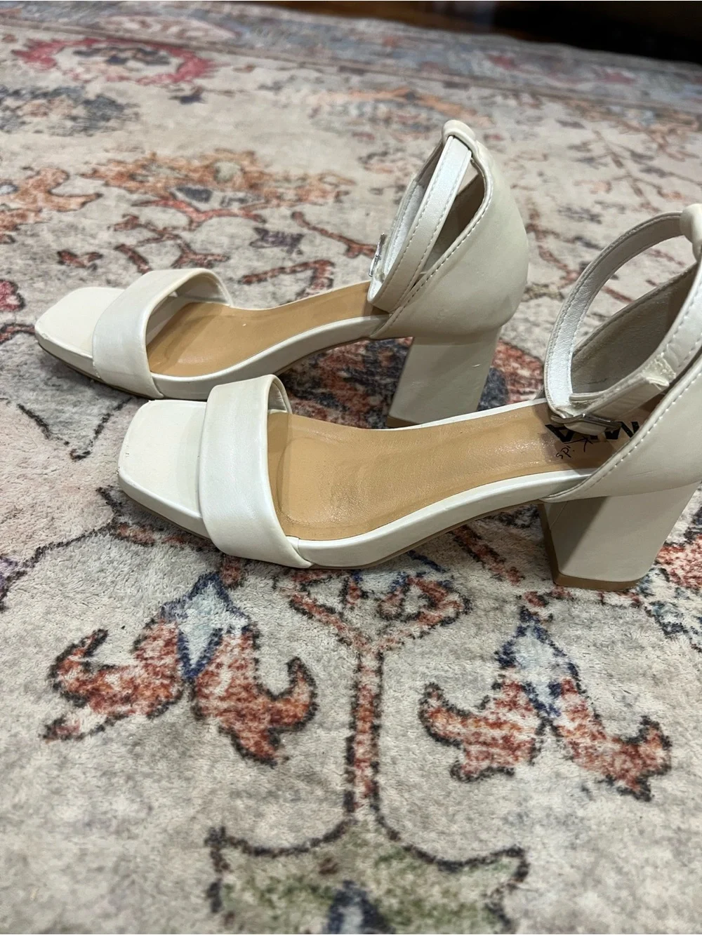 MIA Women's Ivory Ankle-Strap Block Heels